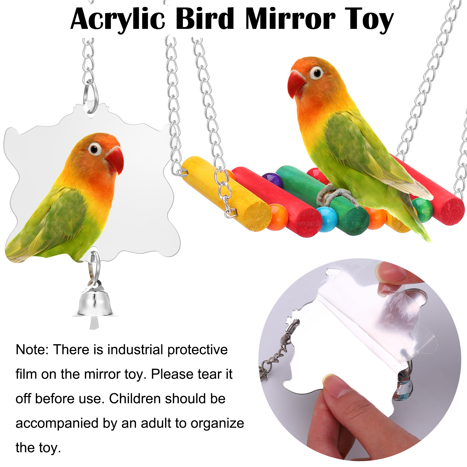 shuaien 8 PCS Bird Toys for Parakeets, Wood Parrots Toys, Budgie Toys for Bird Cage Accessories, Bird Perch Swings for Small Birds Toys, Bird Ladder Swing for Parakeets Climbing