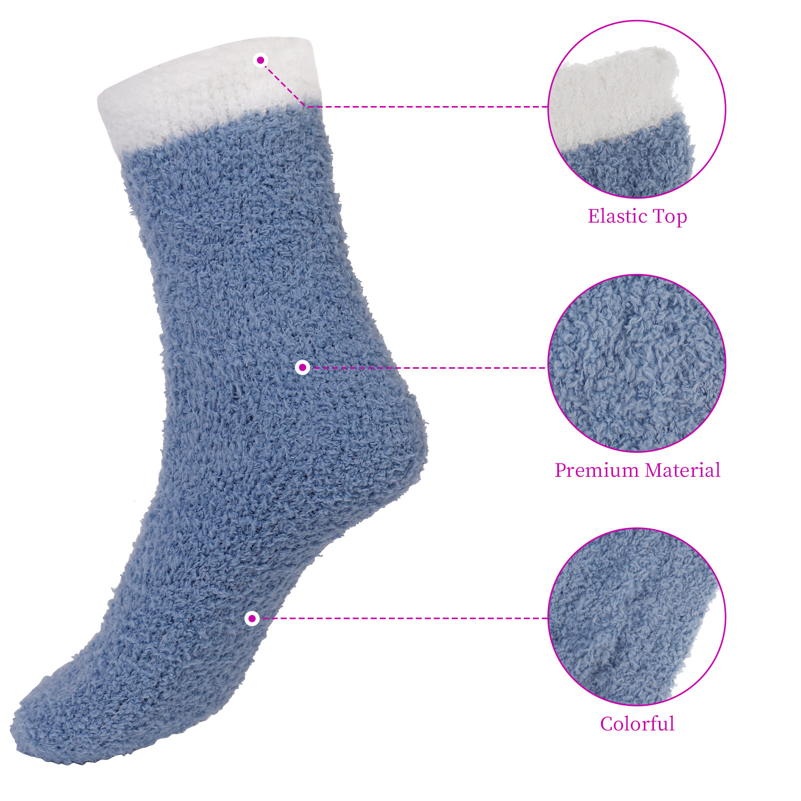 Springcorner 5 Pairs Fuzzy Socks for Women, Non Slip Fluffy Soft Warm Cozy Crew Socks with Grips for Winter, Soft Thermal Fuzzy Socks for Home Sleeping