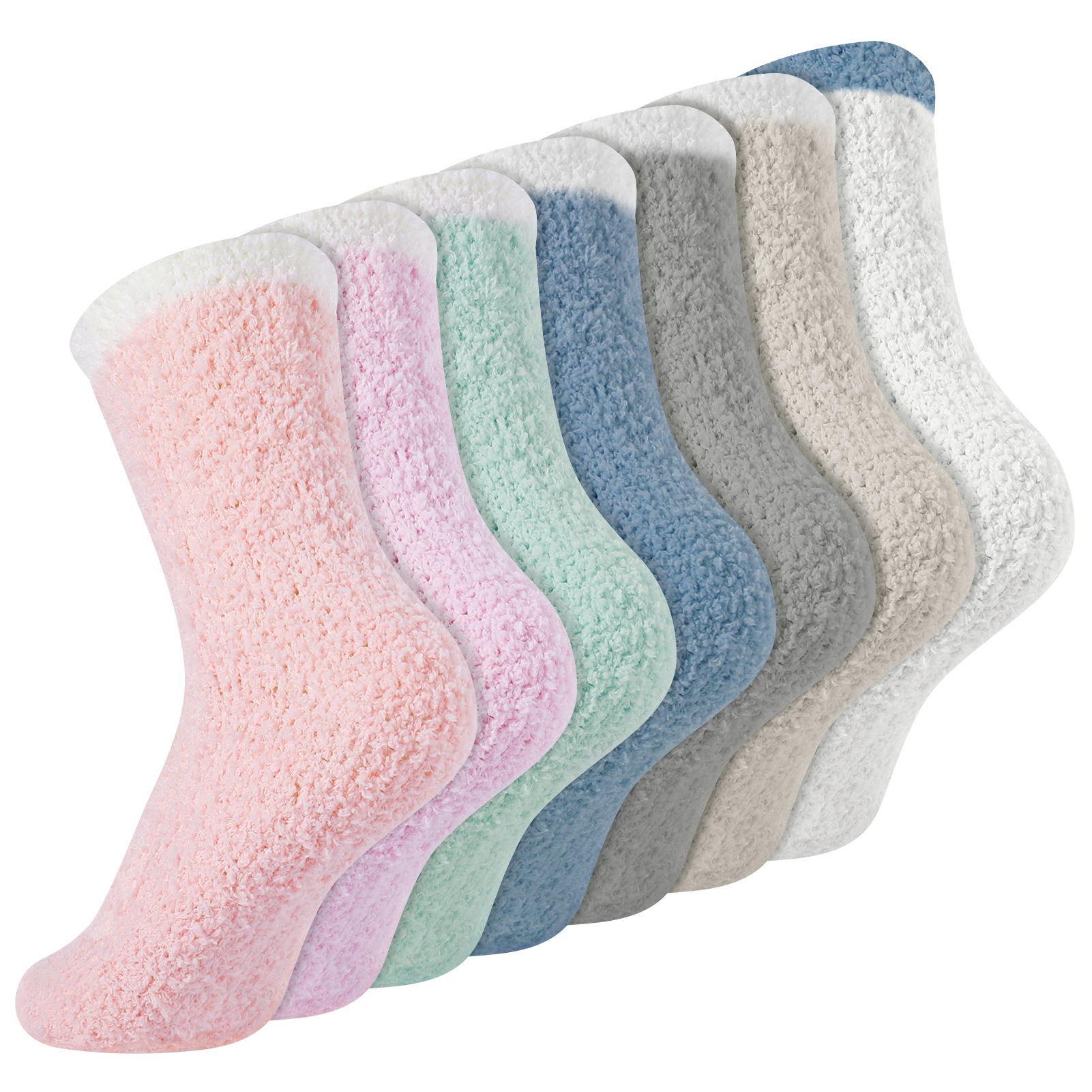 Springcorner 5 Pairs Fuzzy Socks for Women, Non Slip Fluffy Soft Warm Cozy Crew Socks with Grips for Winter, Soft Thermal Fuzzy Socks for Home Sleeping