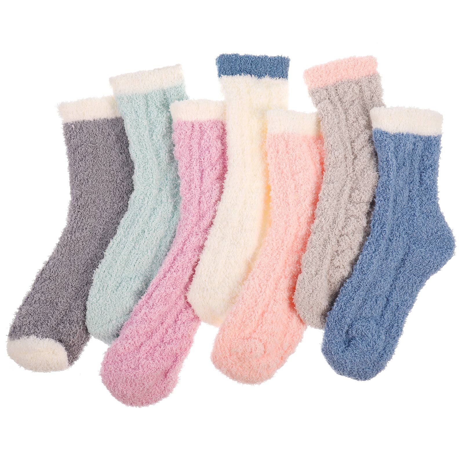 Springcorner 5 Pairs Fuzzy Socks for Women, Non Slip Fluffy Soft Warm Cozy Crew Socks with Grips for Winter, Soft Thermal Fuzzy Socks for Home Sleeping