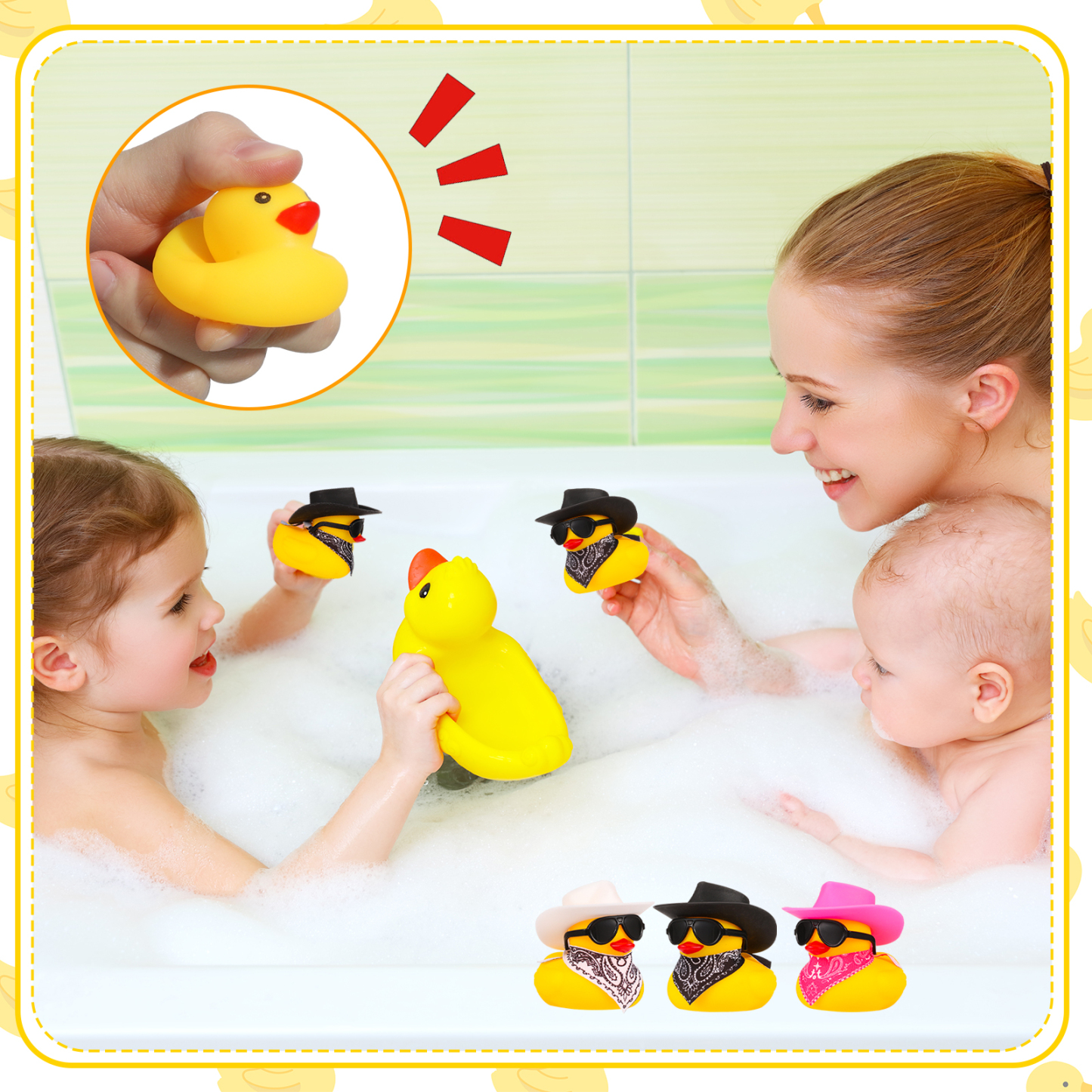 sixwipe 12 Pack Rubber Duck for Bath, Cowboy Rubber Duck with Hat and Sunglasses, West Cowboy Duck, Mini Bath Duck Toys for Birthday Swimming Party Gift Favor Decorations