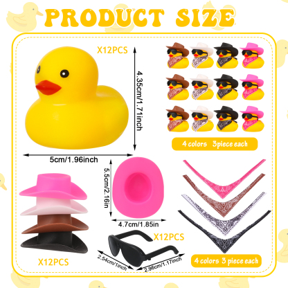 sixwipe 12 Pack Rubber Duck for Bath, Cowboy Rubber Duck with Hat and Sunglasses, West Cowboy Duck, Mini Bath Duck Toys for Birthday Swimming Party Gift Favor Decorations