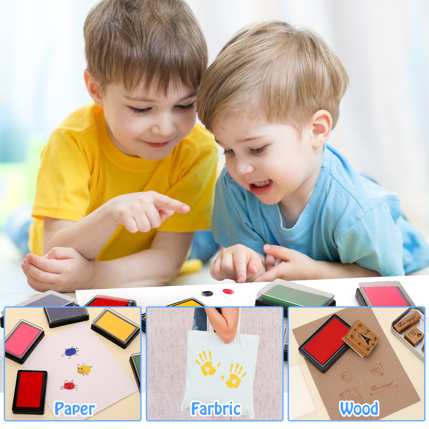 sixwipe 6 Pcs Reusable Ink Pad for Baby, Footprint Ink Pad Handprint Paw Print, Create Impressive Keepsake Stamp for Boys and Girls, Non-Toxic and Acid-Free Ink, Easy To Wipe and Wash Off Skin