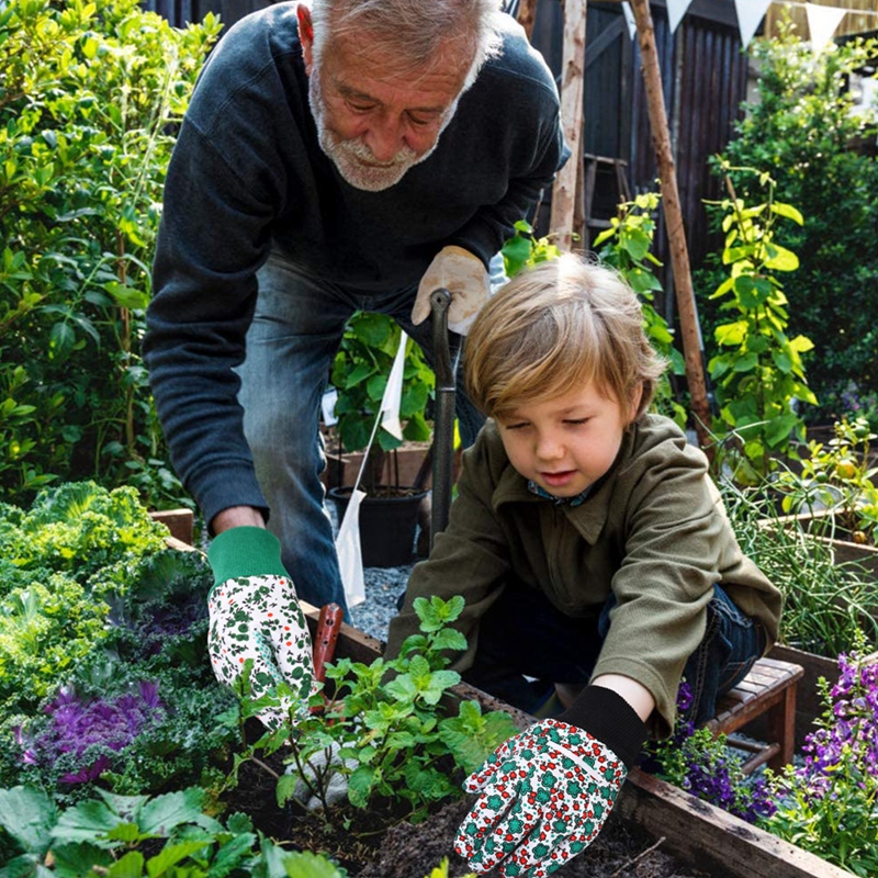 Hengguang 4 Pairs Gardening Gloves for Women, Floral Gardening Gloves for Ladies Women, Garden Gloves with Non-Slip Dots, Elastic Cuffs for Yard, Fishing, Weeding