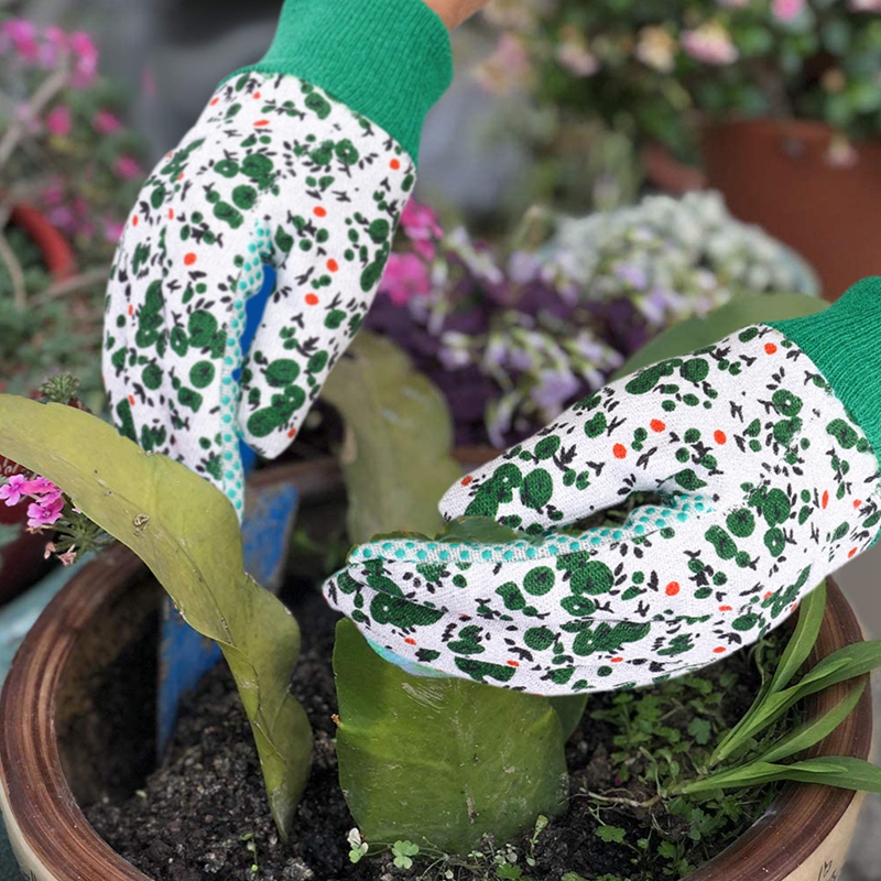 Hengguang 4 Pairs Gardening Gloves for Women, Floral Gardening Gloves for Ladies Women, Garden Gloves with Non-Slip Dots, Elastic Cuffs for Yard, Fishing, Weeding