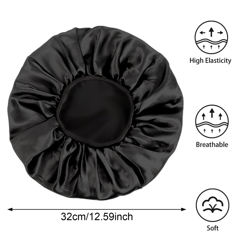 AOWOO 3 Pcs Silk Hair Bonnet with Wide Elastic Band, Sleepling Hair Wrap Cover, Satin Night Sleep Cap for Curly Long Hair Shower Bonnet