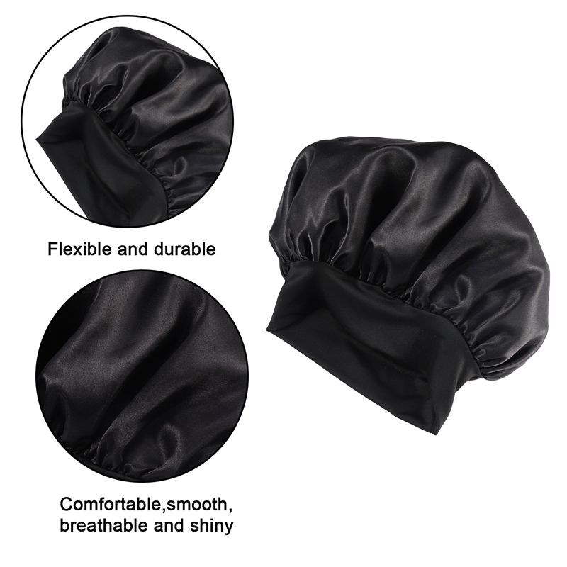 AOWOO 3 Pcs Silk Hair Bonnet with Wide Elastic Band, Sleepling Hair Wrap Cover, Satin Night Sleep Cap for Curly Long Hair Shower Bonnet