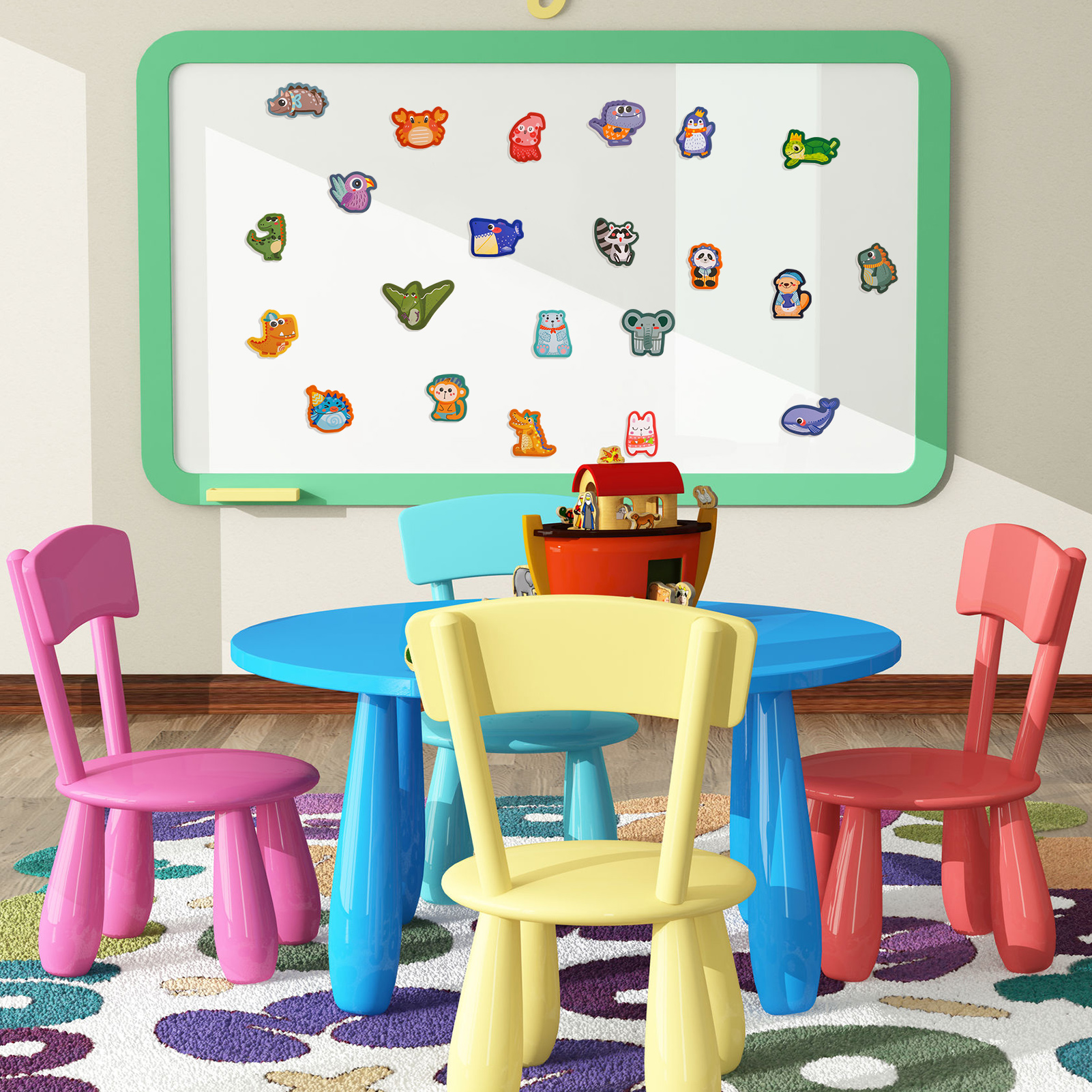 sixwipe 48 Pcs Magnets Animals and Letters, Cartoon Animal Fridge Magnets for Magnetic Whiteboards, Photos, Maps, Office Stickers, Refrigerator Educational Learning Toys for Kids
