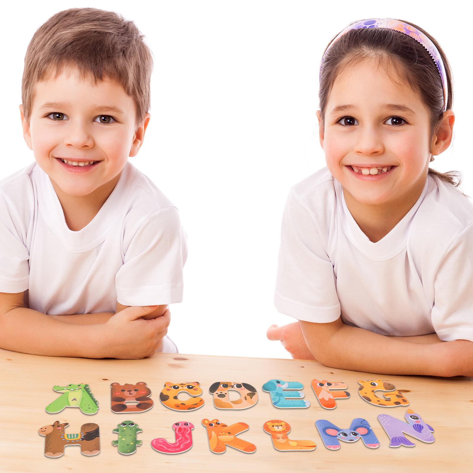 sixwipe 48 Pcs Magnets Animals and Letters, Cartoon Animal Fridge Magnets for Magnetic Whiteboards, Photos, Maps, Office Stickers, Refrigerator Educational Learning Toys for Kids