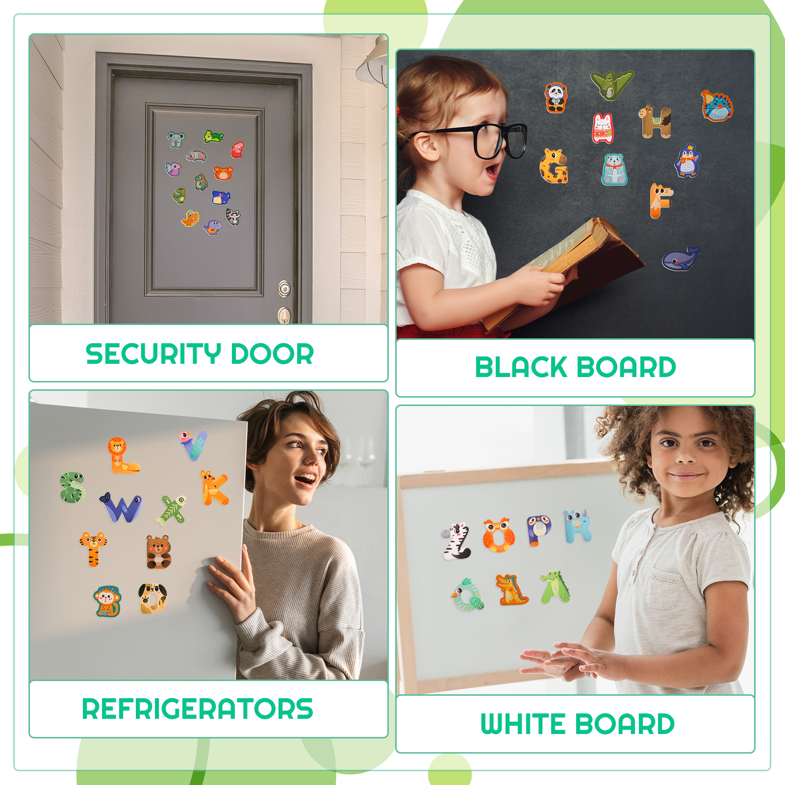 sixwipe 48 Pcs Magnets Animals and Letters, Cartoon Animal Fridge Magnets for Magnetic Whiteboards, Photos, Maps, Office Stickers, Refrigerator Educational Learning Toys for Kids
