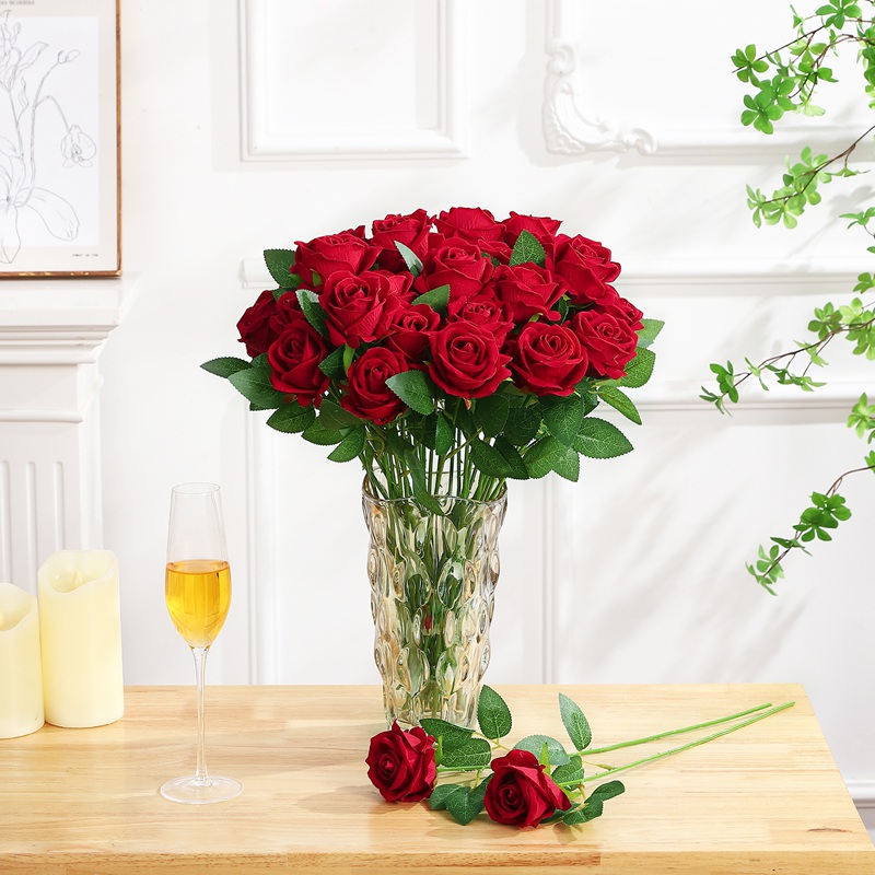 Armscye 80 Artificial Silk Roses Bulk - Realistic Velvet Burgundy/Red Roses for Wedding Centerpieces, Home Decor, Flower Arrangements (Red)