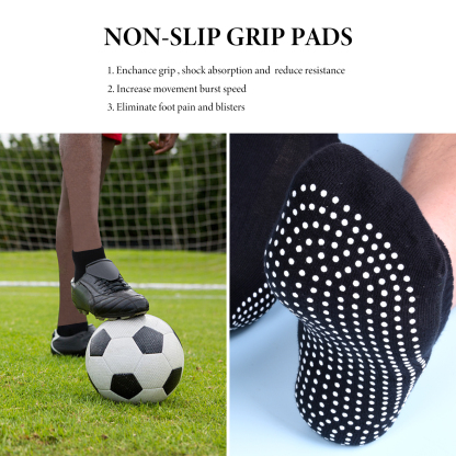 sixwipe 4 Pairs Non Slip Socks with Grip, Anti Slip Socks with Cushion,Full Toe Ankle Fall Prevention Socks with Grip,Non Skid Socks for Yoga,Pilates,Dance,Ballet,Men,Women(Black, dark gray)
