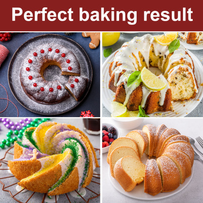 Armscye 2 Pack 9.5 Inch Silicone Bundt Cake Pans,Nonstick Silicone Fluted Tube Pan, Silicone Cake Molds for Baking for Cake, Brownie, Jello and Bavarois