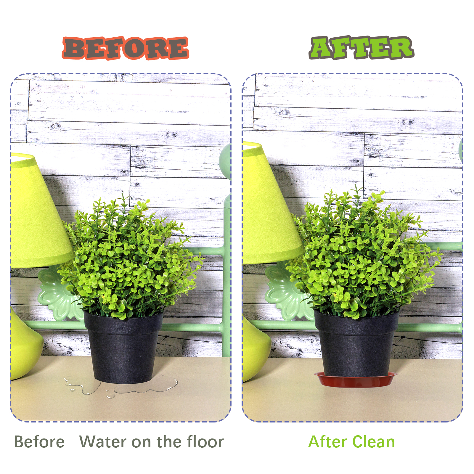 Bocaoying 12 Pcs Plastic Plant Saucer Tray, 5.5 / 6.3 / 9.5 Inch Plant Drip Pans Tray To Catch Water with 12 Pcs Labels, Heavy Duty Plant Pot Trays for Indoors Outdoors