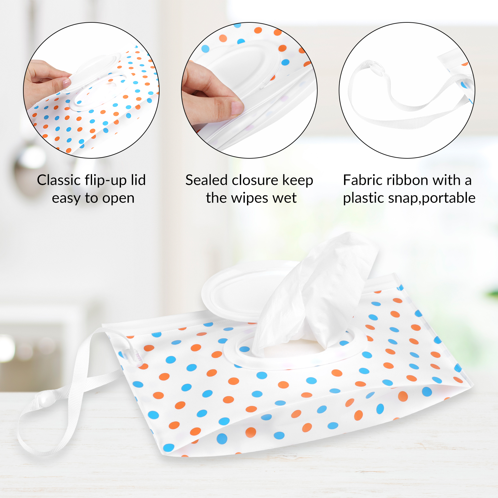 Topekada 8 Pack Baby Wipe Pouch Bags, Baby Wipe Dispenser, Portable Refillable Wipe Holder, Reusable Baby Wipes Container, Wet Wipe Pouch for Home, Travel