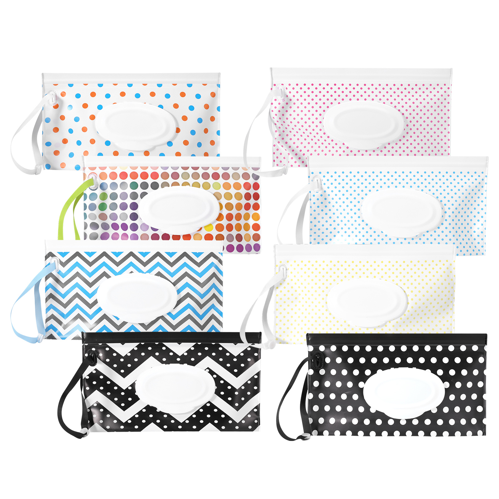 Topekada 8 Pack Baby Wipe Pouch Bags, Baby Wipe Dispenser, Portable Refillable Wipe Holder, Reusable Baby Wipes Container, Wet Wipe Pouch for Home, Travel