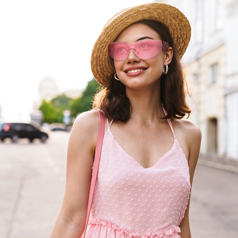 Bocaoying 3 Pairs Y2K Sunglasses for Women Men, Rimless Shield Y2K Wrap Around Sunglasses 2000S Trendy Aesthetic Y2K Glasses Shades for Cycling Driving Shopping Outdoor