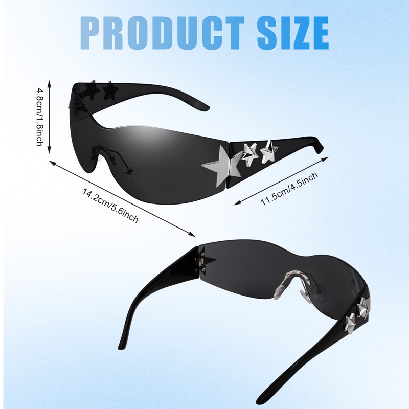 Bocaoying 3 Pairs Y2K Sunglasses for Women Men, Rimless Shield Y2K Wrap Around Sunglasses 2000S Trendy Aesthetic Y2K Glasses Shades for Cycling Driving Shopping Outdoor