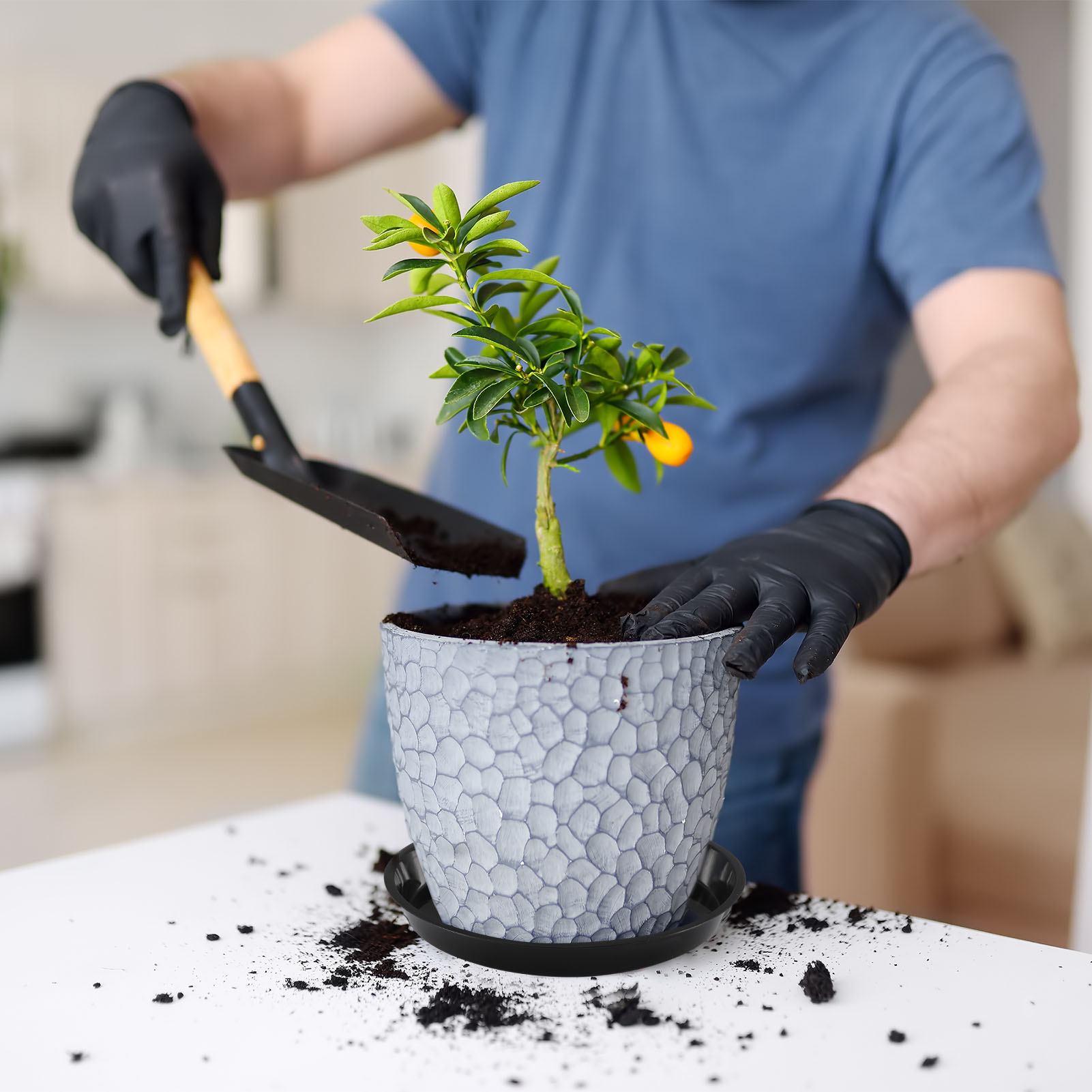 Bocaoying 10 Pack Plant Saucer Tray,12" Durable Thicker Plastic Plant Pot Trays,Flower Plant Pot Saucer,Heavy Duty Plastic Plant Saucers for Indoor Outdoor Garden