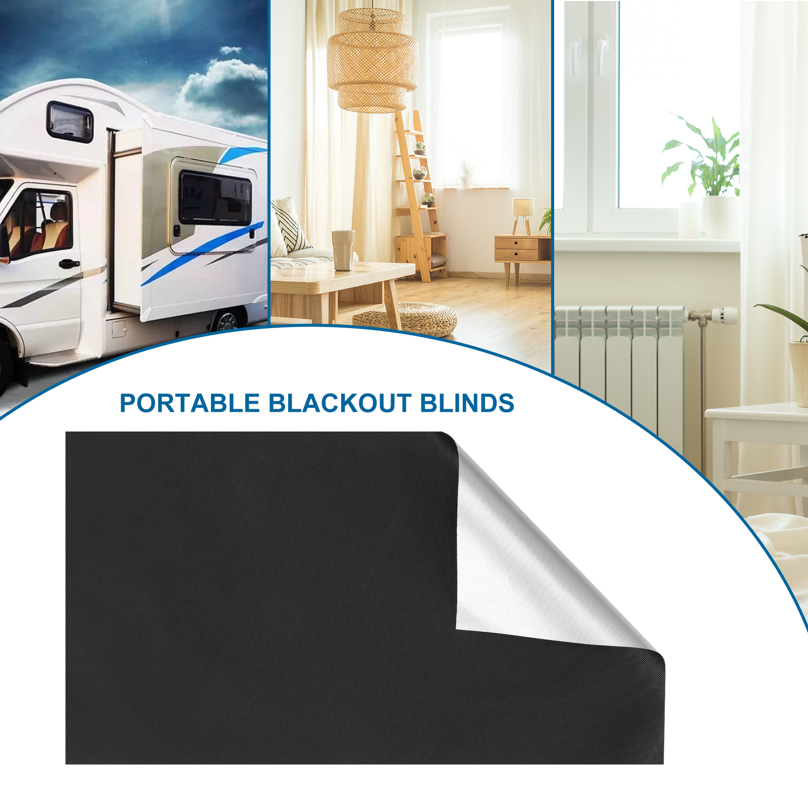 Armscye 78" x 57" Full Blackout Shades for Bedroom, Portable DIY Window Blinds with Stickers and Tabs, Soft Tape, No Drill Window Shades Blackout Blinds for Baby Nursery, Travel, Dorm Room