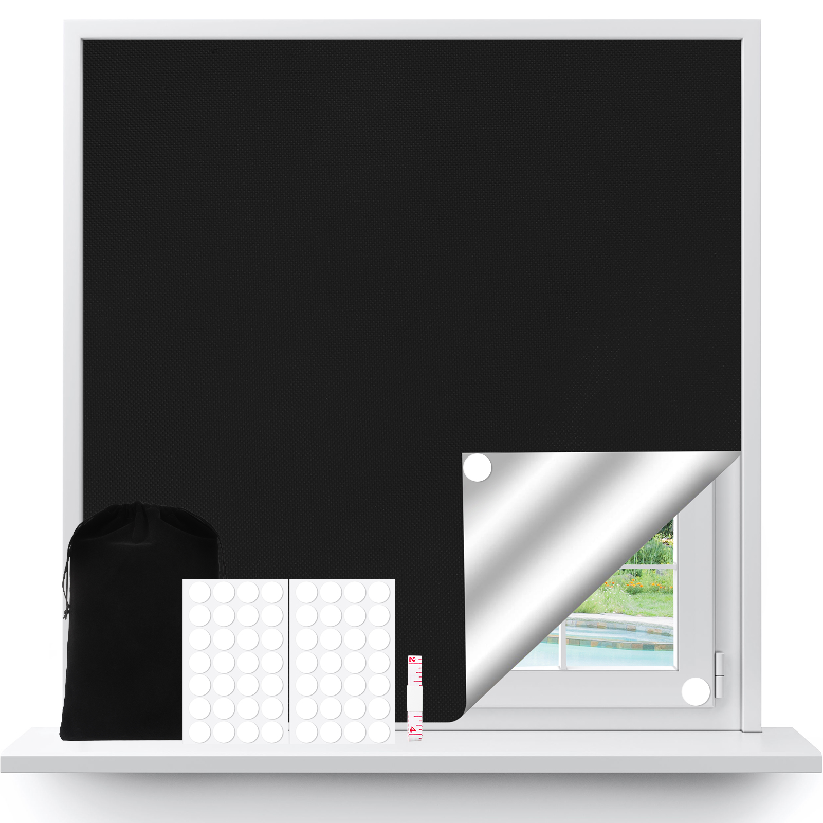 Armscye 78" x 57" Full Blackout Shades for Bedroom, Portable DIY Window Blinds with Stickers and Tabs, Soft Tape, No Drill Window Shades Blackout Blinds for Baby Nursery, Travel, Dorm Room