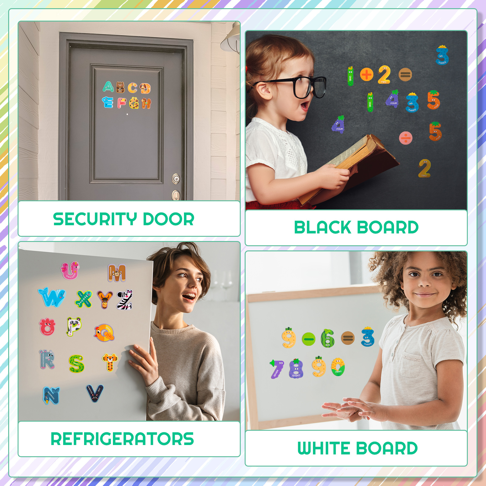 sixwipe 52 Pcs Magnetic Letters and Numbers, Colorful ABC Animal Alphabet Fridge Magnets, Educational Spelling Learning Game Toys for Kids, Toddlers 3+ Years Old