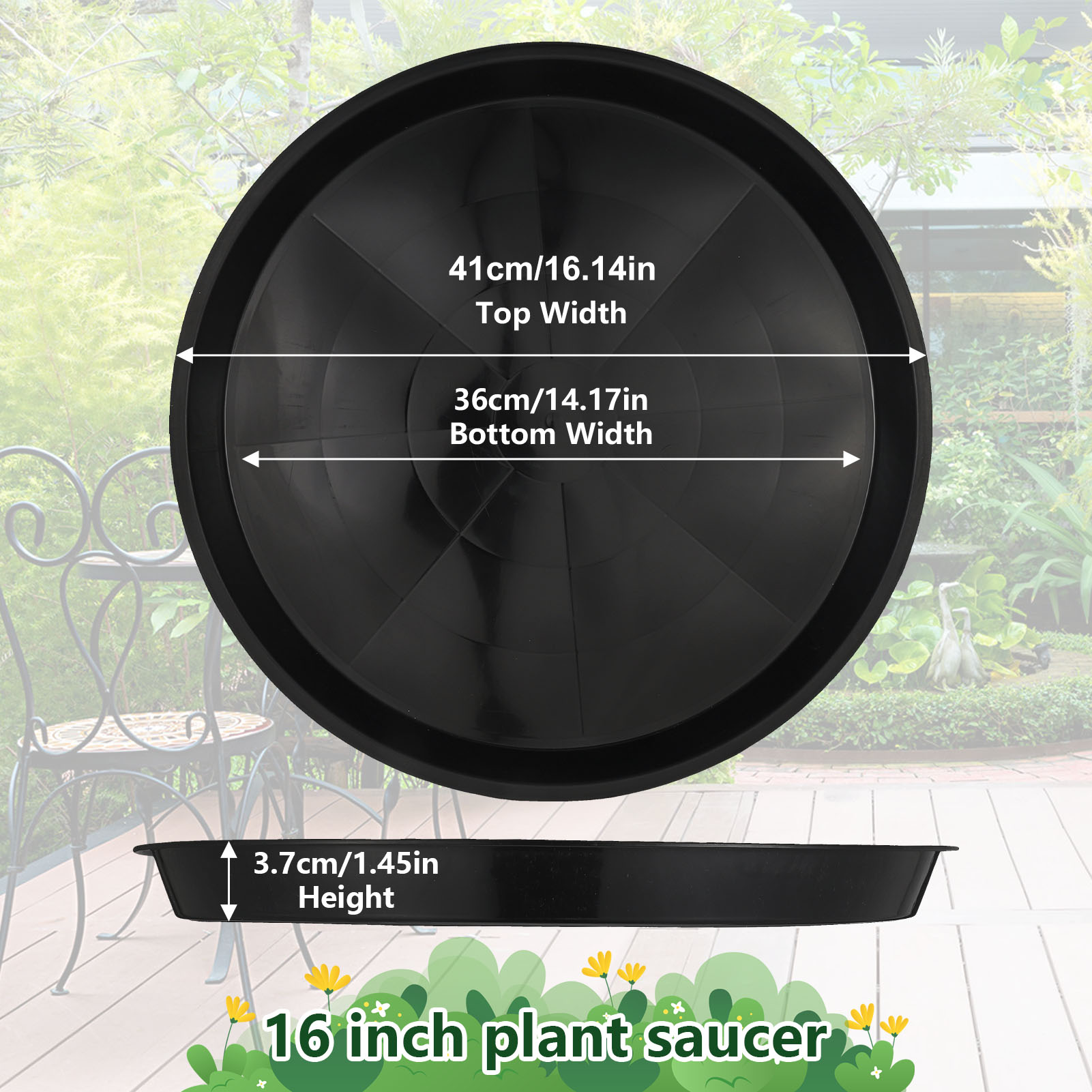 Bocaoying 6 Pack Plastic Plant Saucers, 16" Plant Water Trays to Catch Water, Indoor Plant Drip Trays, Plant Saucer to Prevent Drips/Spills for Indoor and Outdoor Pots