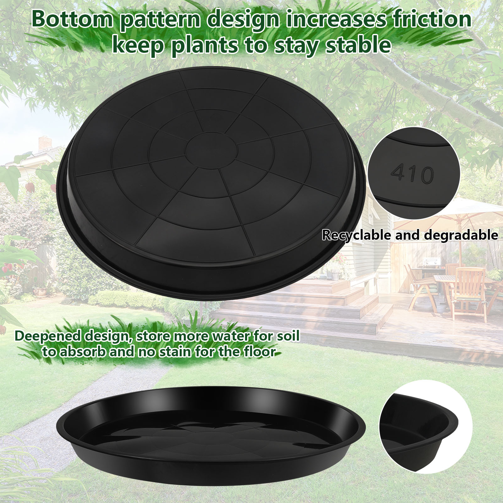 Bocaoying 6 Pack Plastic Plant Saucers, 16" Plant Water Trays to Catch Water, Indoor Plant Drip Trays, Plant Saucer to Prevent Drips/Spills for Indoor and Outdoor Pots