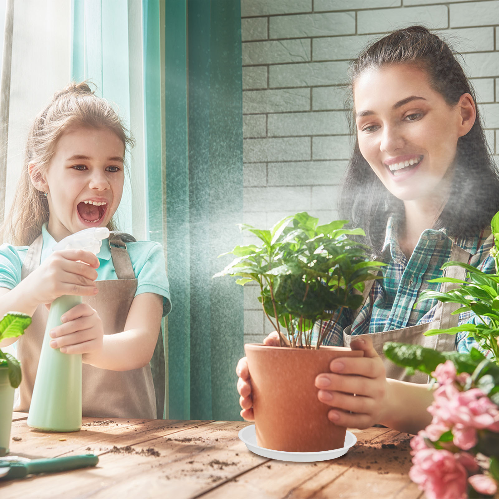 Bocaoying 6 Pack Plastic Plant Saucers, 16" Plant Water Trays to Catch Water, Indoor Plant Drip Trays, Plant Saucer to Prevent Drips/Spills for Indoor and Outdoor Pots