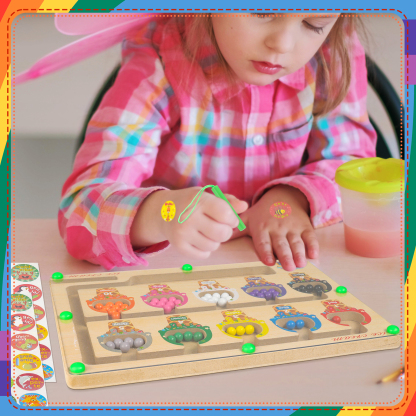 sixwipe Magnetic Color & Number Maze, Wooden Color Matching Learning Counting Puzzle Board, Magnetic Puzzle Toys for Boys Girls 3 4 5 Years Old