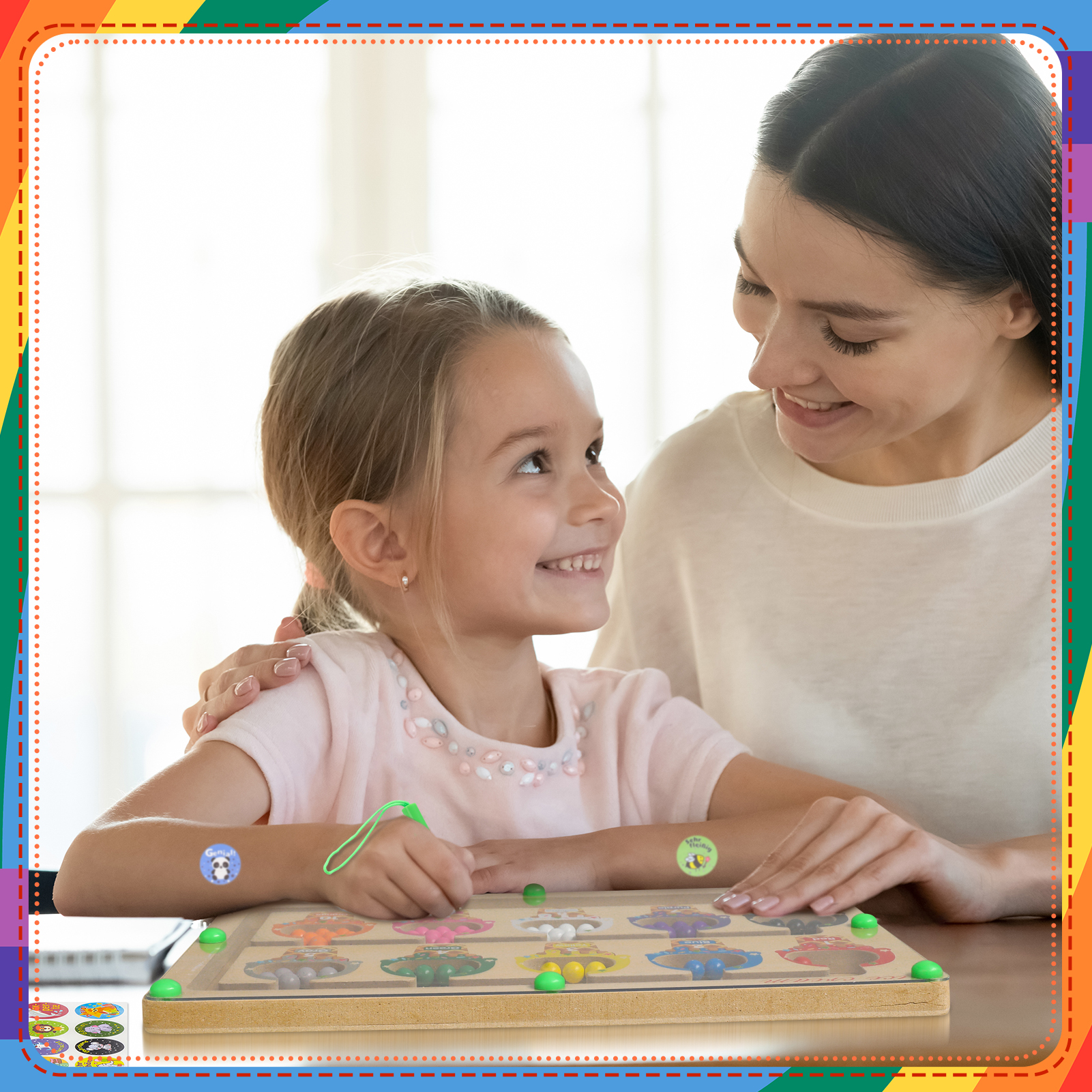 sixwipe Magnetic Color & Number Maze, Wooden Color Matching Learning Counting Puzzle Board, Magnetic Puzzle Toys for Boys Girls 3 4 5 Years Old
