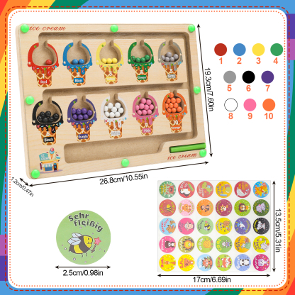 sixwipe Magnetic Color & Number Maze, Wooden Color Matching Learning Counting Puzzle Board, Magnetic Puzzle Toys for Boys Girls 3 4 5 Years Old
