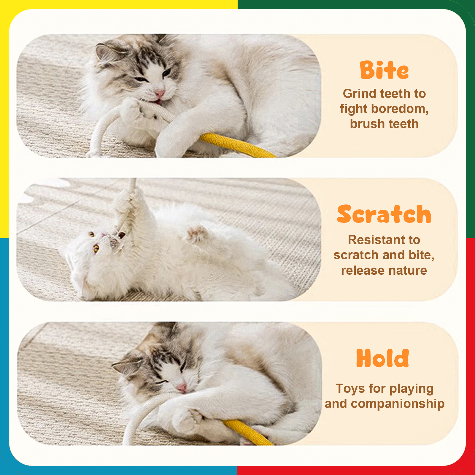 shuaien 8 Pcs Cat Toys Chew Ropes for Indoor Cats, Safe Kitty Teething Chew Toy with Natural Gall Fruit, Interactive Cat Kicker String for All Breeds 27.56 Inches and 7.87 Inches