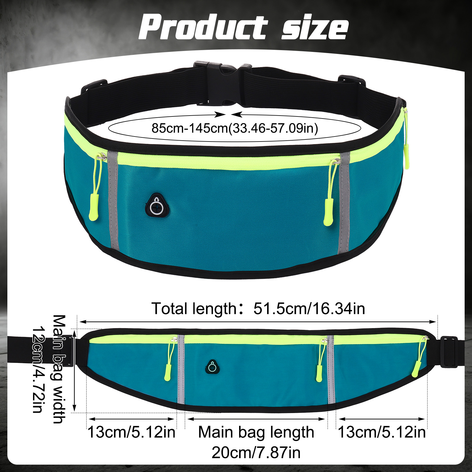 Hengguang 2 Pack Running Belts for Men Women, Slim Sports Waist Belt Bag with 3 Separate Pockets, Running Phone Holder Pouch with Reflective Strips, Waterproof Money Fanny Pack for Cycling Hiking