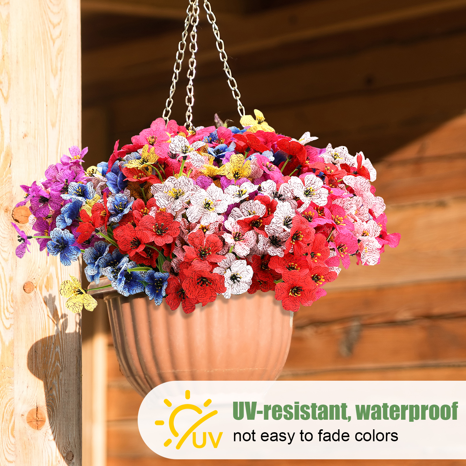 Armscye 28 Bundles Artificial Flowers for Outdoor, Not Fade Fake Plastic Flowers, Faux Plants for Decoration,Hanging Planters Indoor, Outside Garden, Window, Home, Wedding, Farmhouse