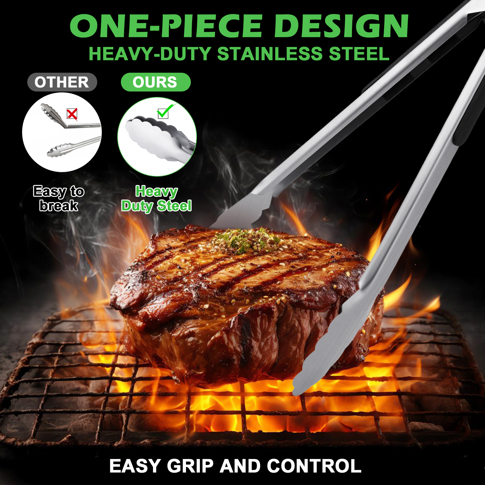 Topekada 2 Pack 12 16 Inch Extra Long Grill Tongs - Stainless Steel Cooking Tongs, Metal Locking Tong for BBQ, Grilling, Barbecue, Salad