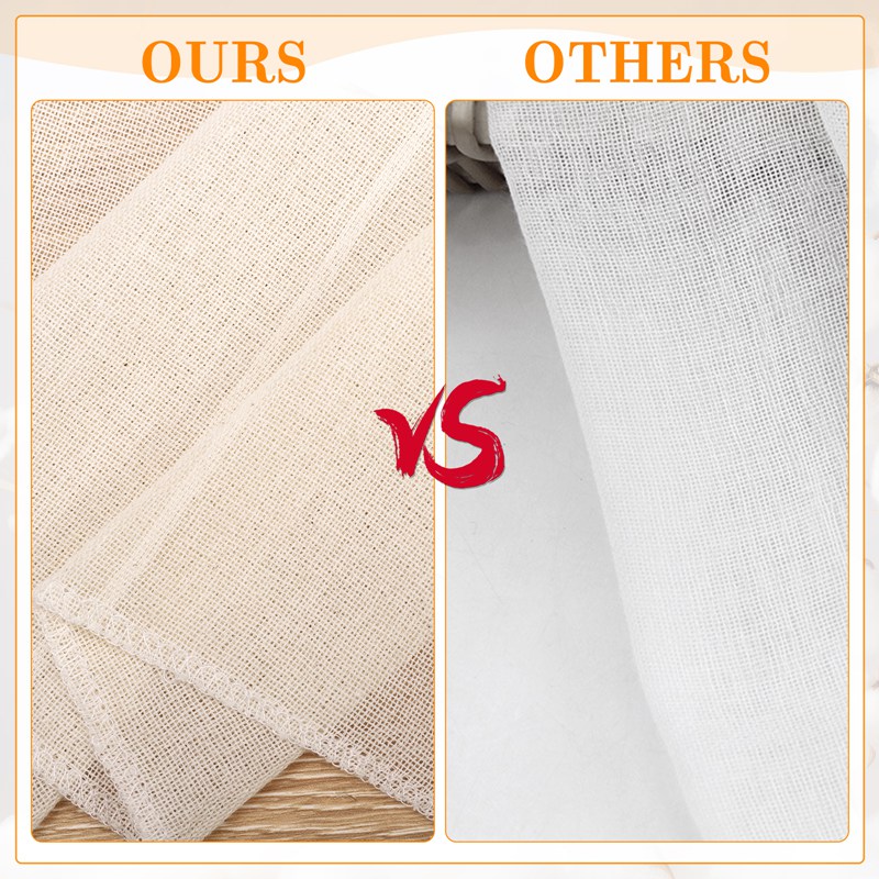 Reusable Cheesecloth 12 Pack, Unbleached Cotton Muslin, 20x20 Inch, Grade 100 for Straining Yogurt, Making Cheese, Nut Milk, and Cooking