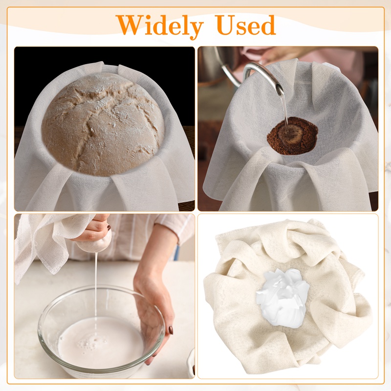 Reusable Cheesecloth 12 Pack, Unbleached Cotton Muslin, 20x20 Inch, Grade 100 for Straining Yogurt, Making Cheese, Nut Milk, and Cooking