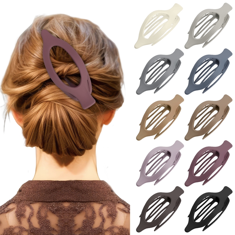 Bocaoying 10 Packs Flat Hair Claw Clips for Women Girls, French Strong Hold Hair Barrettes for Thick Thin Hair, Comfortable Curved Lay Down Claw Clips for Lying, Driving and More