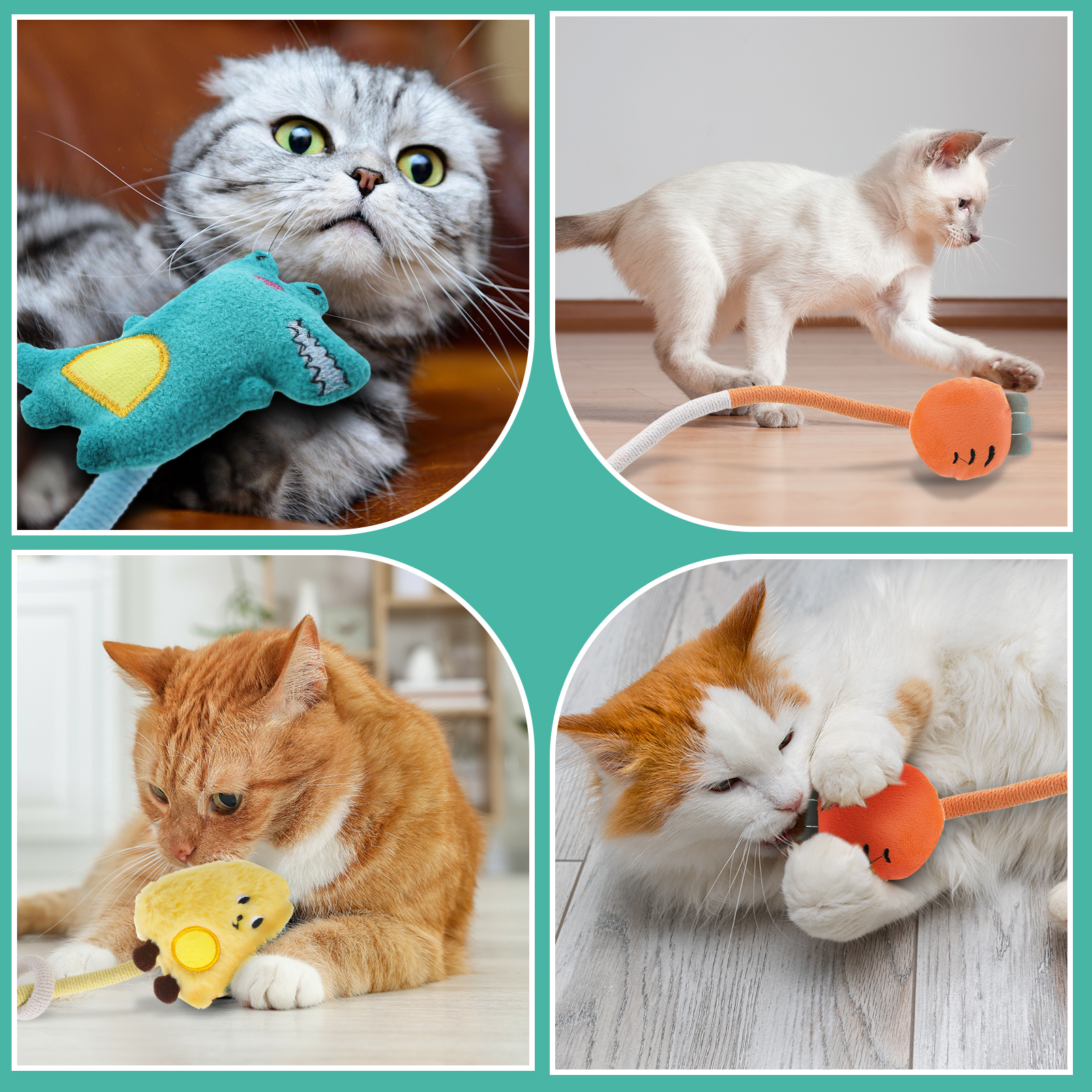 shuaien 3 Pcs Cat Toys Chew Ropes, Safe Cute Catnip Toys for Indoor Cats, Interactive Cat Chew Rope for Indoor Kittens Teething Pets Playing Chewing Teeth Cleaning 18.5 Inches