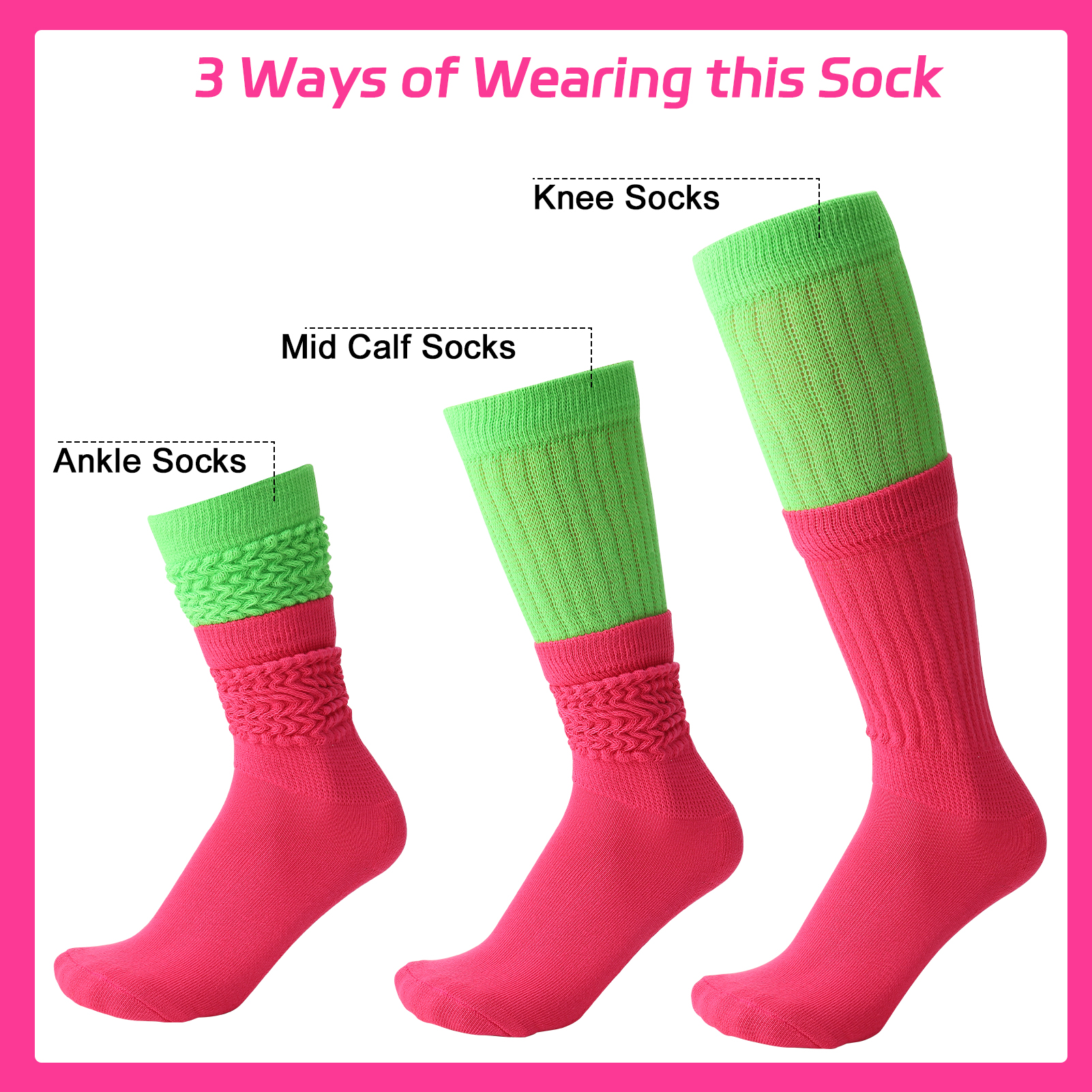 sixwipe 6 Pack 80s Accessories for Women, Included Neon Slouch Socks, Heart Earrings, Scrunchies, Neon Accessories Outfit Costume for 80s 90s Retro Party and Halloween