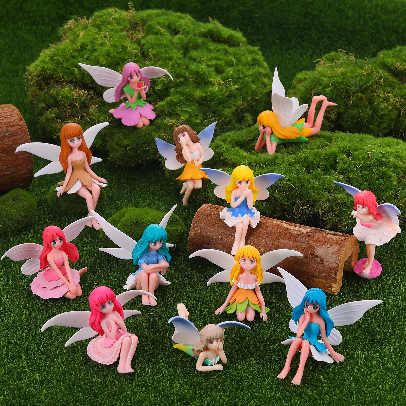 topjuju 12 Pcs Miniatures Fairy Garden Accessories, Mini Resin Fairy Figurines for DIY Home Outdoor Micro Landscape Terrarium Ornaments