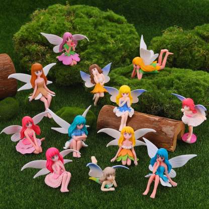 topjuju 12 Pcs Miniatures Fairy Garden Accessories, Mini Resin Fairy Figurines for DIY Home Outdoor Micro Landscape Terrarium Ornaments