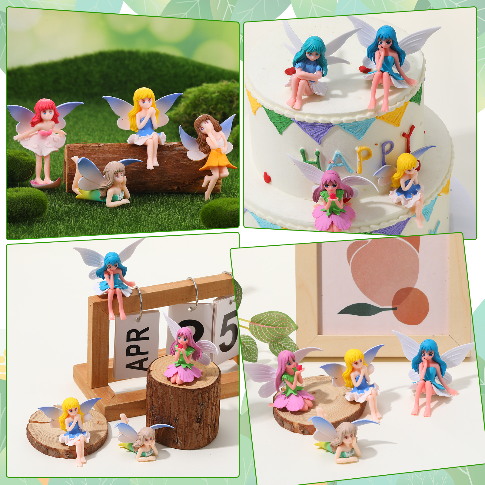 topjuju 12 Pcs Miniatures Fairy Garden Accessories, Mini Resin Fairy Figurines for DIY Home Outdoor Micro Landscape Terrarium Ornaments