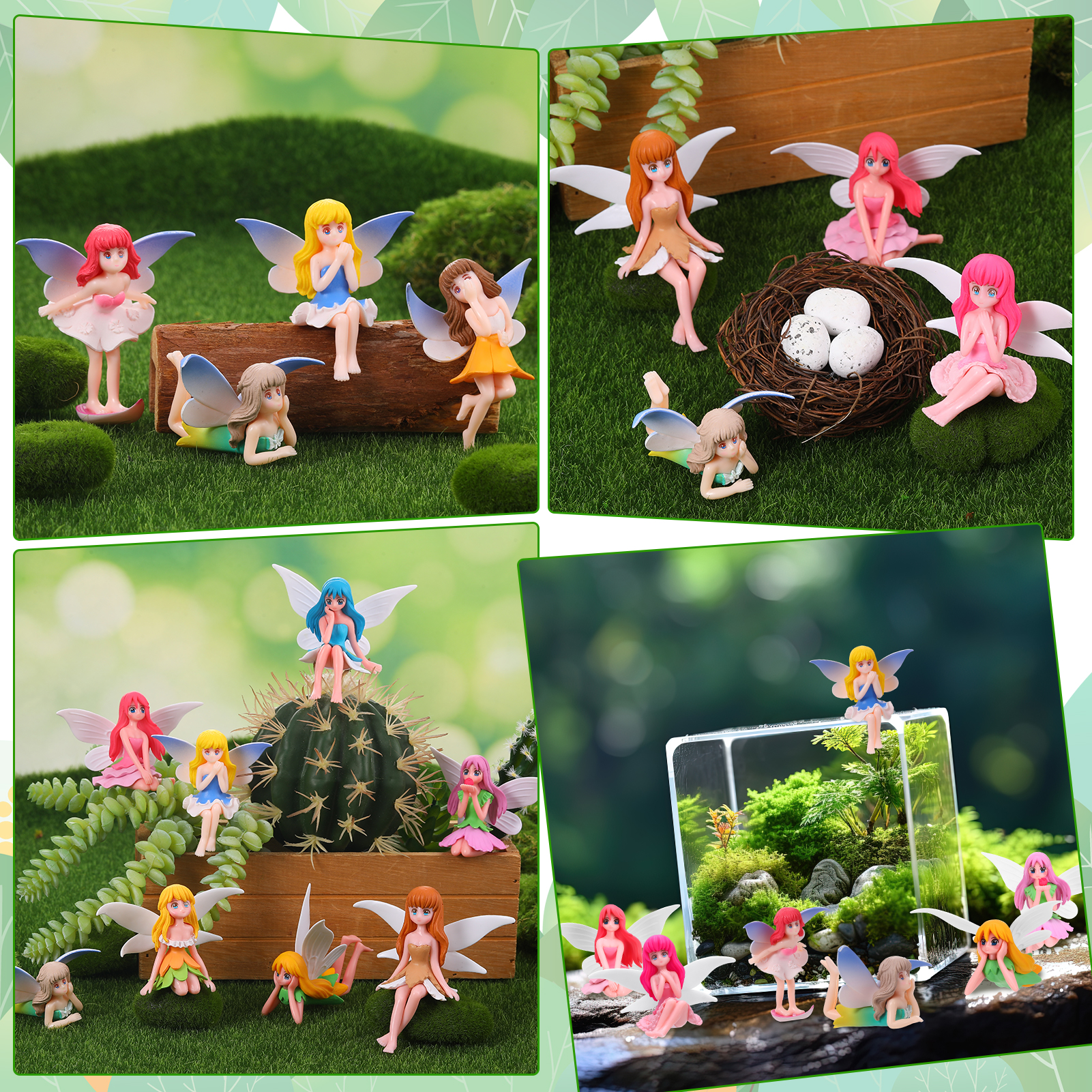 topjuju 12 Pcs Miniatures Fairy Garden Accessories, Mini Resin Fairy Figurines for DIY Home Outdoor Micro Landscape Terrarium Ornaments