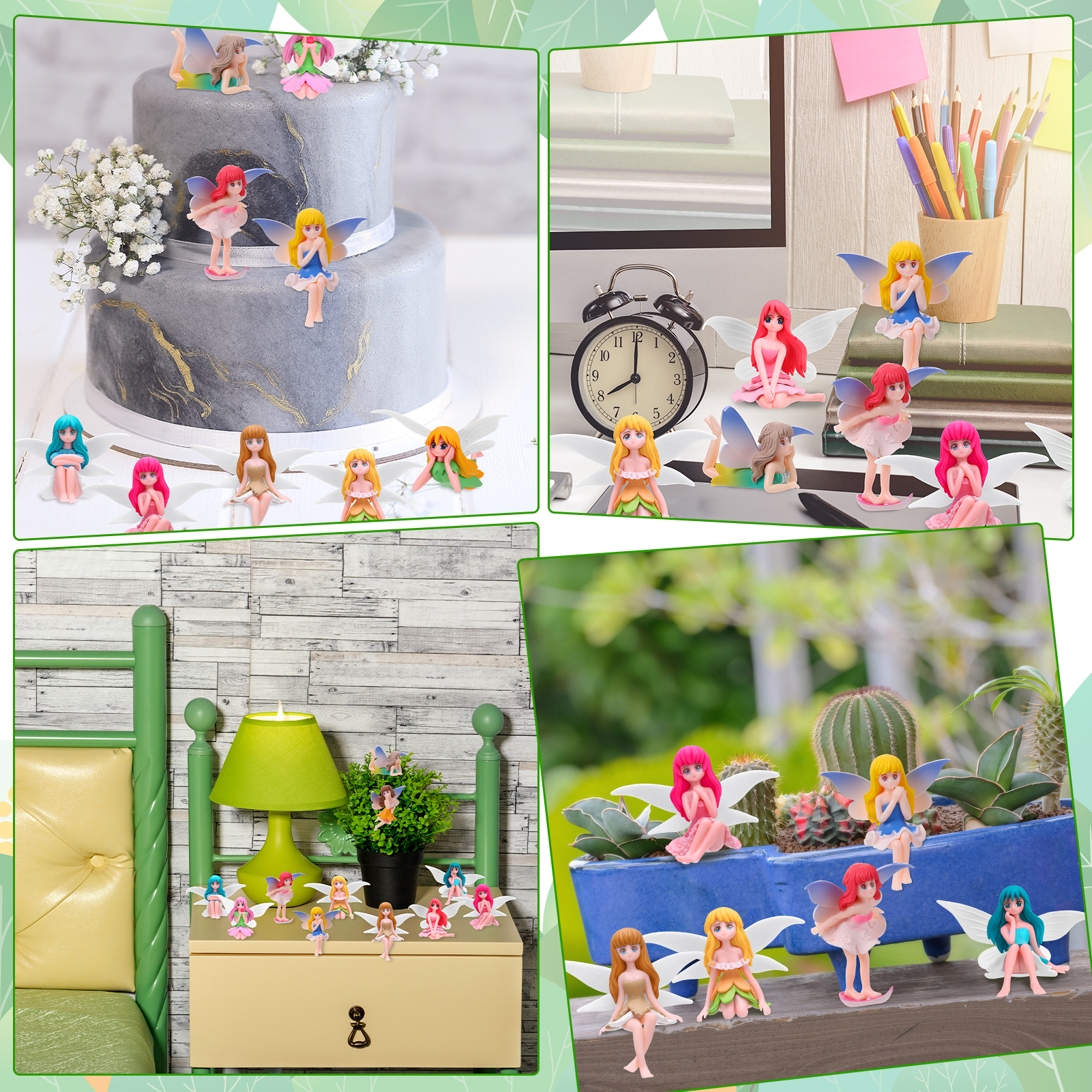 topjuju 12 Pcs Miniatures Fairy Garden Accessories, Mini Resin Fairy Figurines for DIY Home Outdoor Micro Landscape Terrarium Ornaments