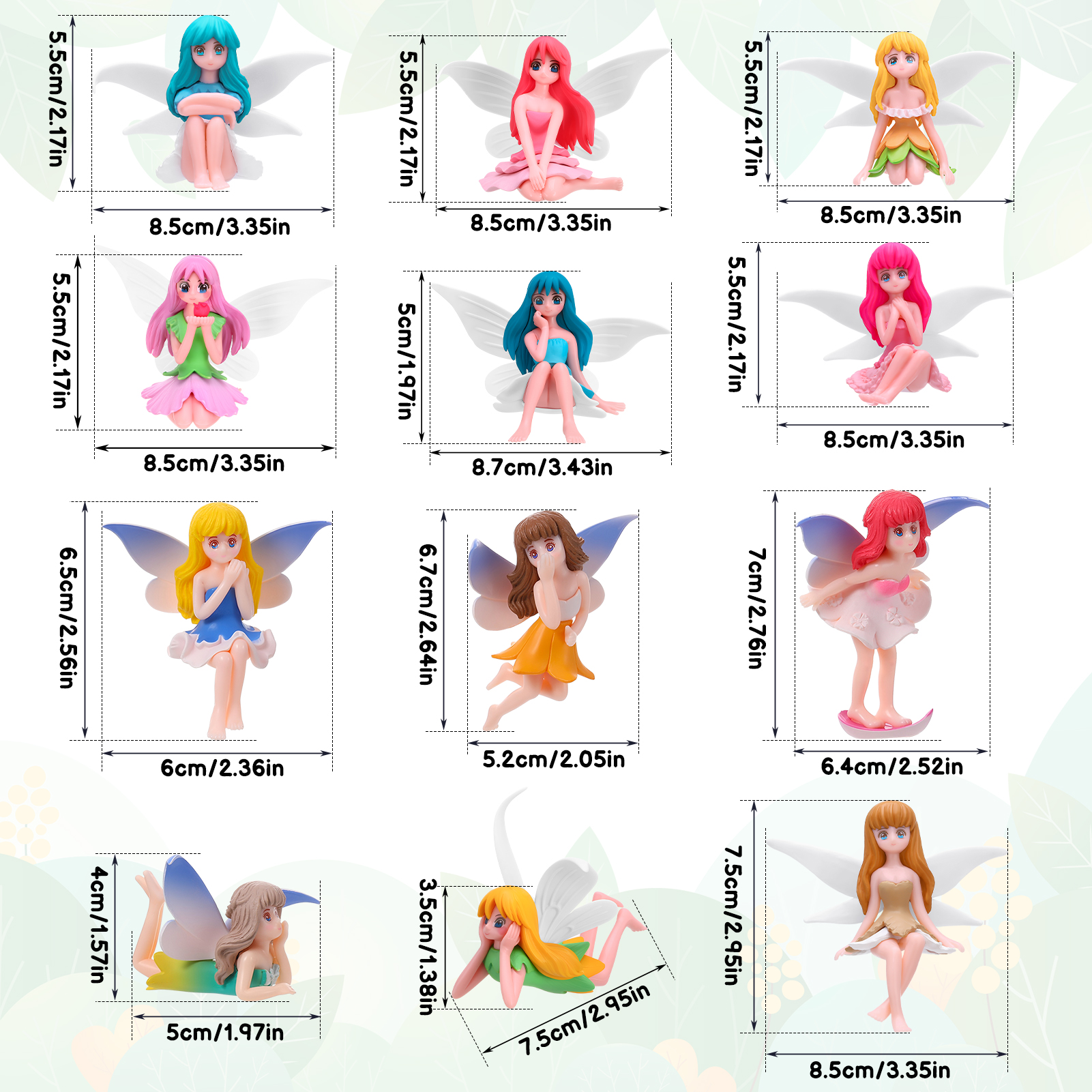 topjuju 12 Pcs Miniatures Fairy Garden Accessories, Mini Resin Fairy Figurines for DIY Home Outdoor Micro Landscape Terrarium Ornaments