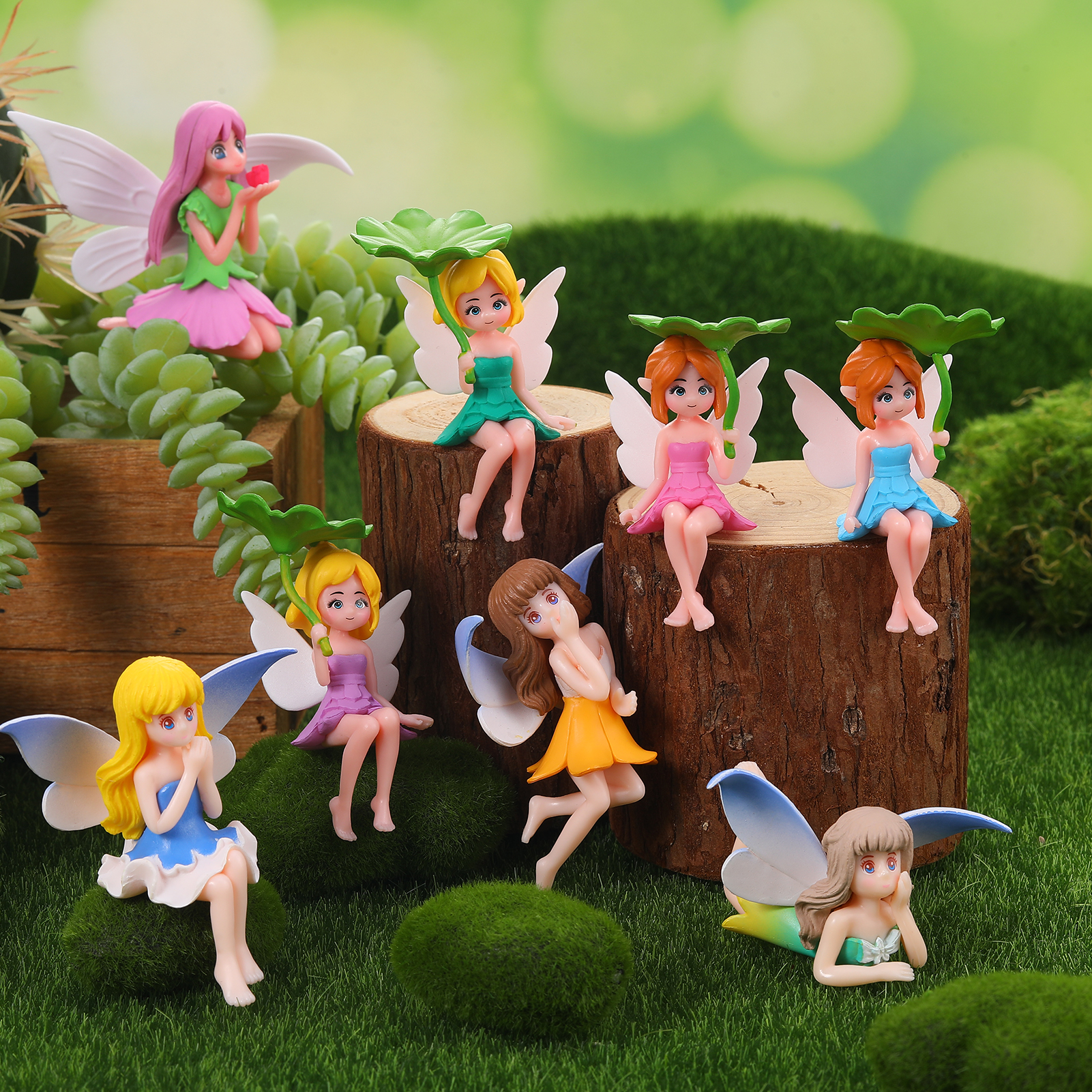 topjuju 20 Pcs Miniatures Fairy Garden Accessories, Mini Resin Fairy Figurines with "LOVE" Word for DIY Home Outdoor Micro Landscape Terrarium Ornaments