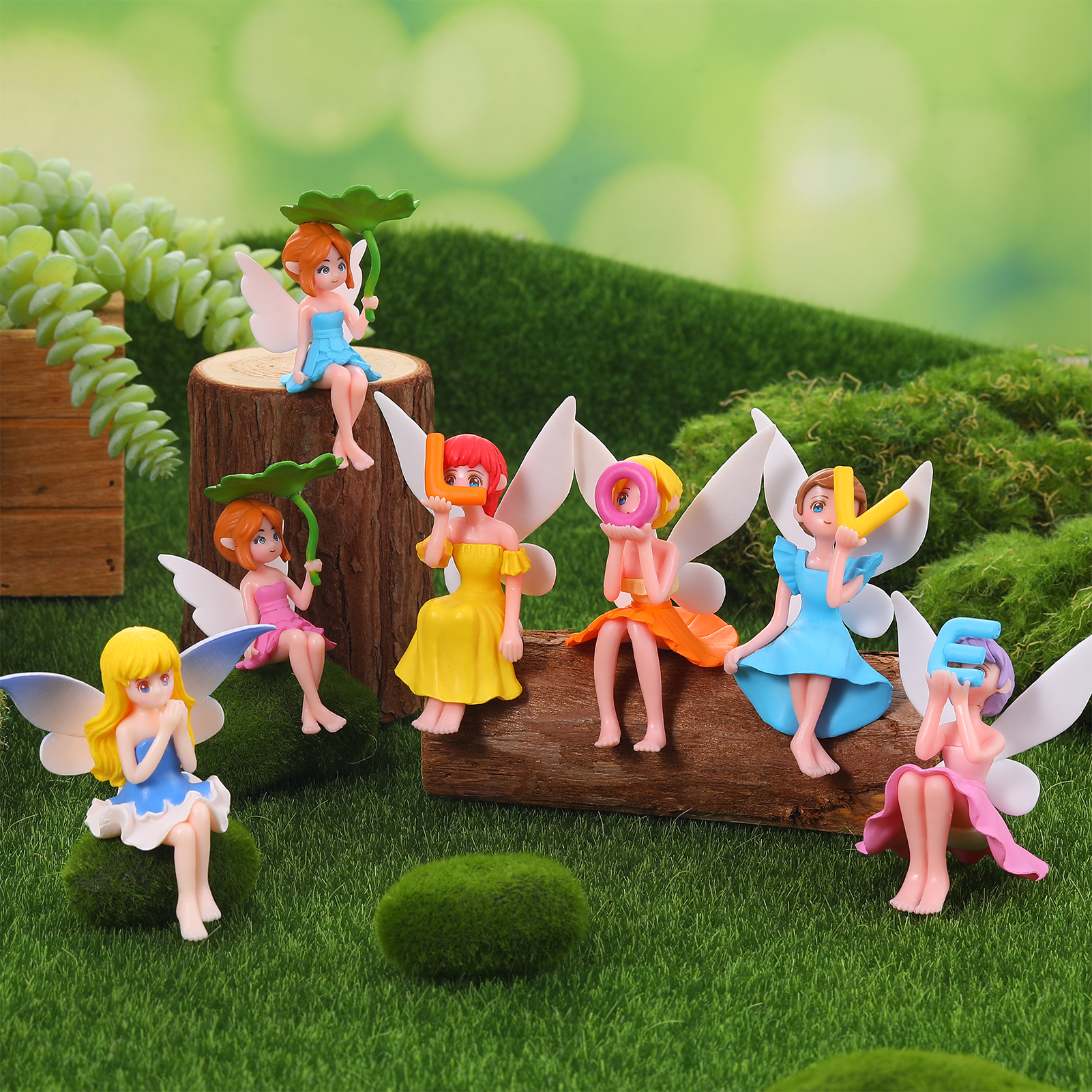 topjuju 20 Pcs Miniatures Fairy Garden Accessories, Mini Resin Fairy Figurines with "LOVE" Word for DIY Home Outdoor Micro Landscape Terrarium Ornaments