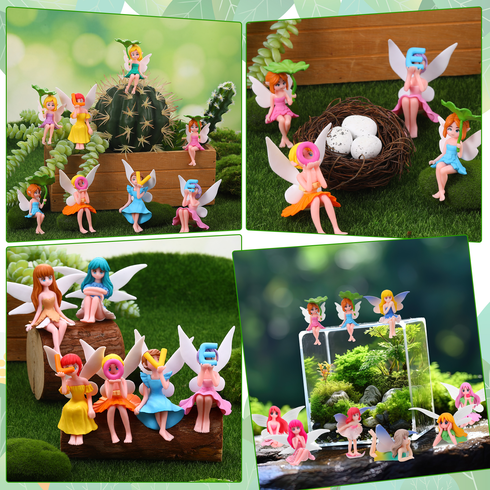 topjuju 20 Pcs Miniatures Fairy Garden Accessories, Mini Resin Fairy Figurines with "LOVE" Word for DIY Home Outdoor Micro Landscape Terrarium Ornaments